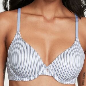 Victoria's Secret Bra Blue Crescent Light Padding Full Coverage Memory Lined 38D